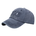 Berretto da baseball vintage in cotone lavato blu navy con ricamo NYC e scritte urban - Nero / Lettere Blu Marino