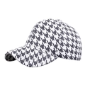 Classic black and white houndstooth baseball cap with curved brim for sun protection - White