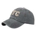 Berretto da baseball grigio vintage lavato con ricamo NYC e dettagli urbani - Verde Militare