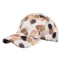 Women's baseball cap featuring chic beige fabric with golden glitter floral print accents - Beige