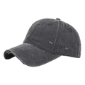 Vintage-Baseballkappe in Dunkelgrau mit Distressed-Details und Fransenlöchern - Schwarz