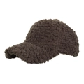 Deep brown faux lamb wool baseball cap for women and men, warm winter faux fur hat - Coffee
