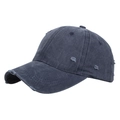 Gewaschene dunkelgraue Baseballkappe im Vintage-Stil mit modischen Riss-Details - Marineblau