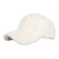 Plush white faux fur baseball cap for winter featuring a curved brim and soft texture - Beige