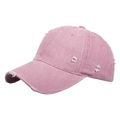 Gewaschene Baumwoll-Baseballkappe in Vintage-Rosa mit Rissen und gebogenem Schirm - Rosa