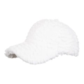 Winter faux fur baseball cap in white plush fabric with soft lamb hair texture - White