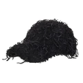 Gorra de béisbol de piel sintética negra con textura creativa de flecos largos - Negro