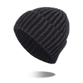 Bonnet en maille côtelée gris foncé classique pour hommes et femmes en laine chaude - Noir