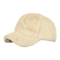 Gorra de béisbol de invierno en piel de conejo sintética beige crema para mujer - Caqui