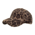 Stijlvolle baseballpet met luipaardprint van zacht imitatiebont voor herfst en winter - Licht Koffiebruin