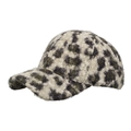 Berretto da baseball leopardato invernale in caldo pile di peluche con macchie verdi - Beige