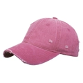 Gewaschene rosarote Baseballkappe mit Distressed-Effekt und Fransen im Retro-Street-Stil - Pflaumenrot