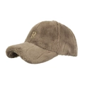 Berretto da baseball invernale in peluche marrone con logo R in metallo per esterno - Cachi