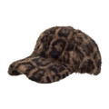 Winterse baseballpet voor dames van zacht pluche imitatiebont met een klassiek luipaardpatroon - Donkere Koffie