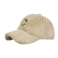 Gorra de béisbol de piel sintética beige con emblema de metal dorado letra C lateral - Beige