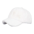 Gorra de béisbol de invierno blanca en piel de conejo sintética con textura suave y felpa - Blanco