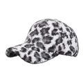 Berretto da baseball in pile teddy leopardato bianco e nero per donna - Bianco
