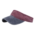 Contrast wash sun visor hat in burgundy and grey blue, outdoor sport adjustable cap - Wine Red / Navy Blue
