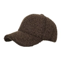 Gorra de béisbol de felpa marrón oscuro con textura cálida de borreguito y diseño clásico - café