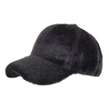 Faux mink fur baseball cap in black plush finish for women in winter season - Black