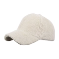 Gorra de béisbol de invierno en color blanco crema de felpa suave y piel sintética - Beige