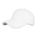Winter warm white faux fur baseball cap in minimalist plush style for women - White