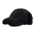Gorra de béisbol de felpa negra, gorro de invierno cálido y grueso para el frío - Negro