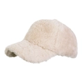 Winter faux fur baseball cap for women in elegant off-white plush warm fabric - Pink