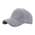 Gorra de béisbol de piel sintética gris con textura de felpa cálida para el invierno - Gris