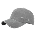 Dunkelgraue gewaschene Baseballkappe im Distressed-Look mit ausgefransten Kanten - Grau