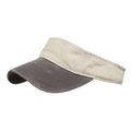 Outdoor visor hat with beige headband and dark grey brim made of cotton twill fabric - Beige / Coffee