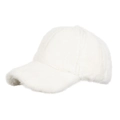 Plush white faux mink fur baseball cap featuring a soft thick thermal texture for winter - White