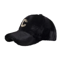 Gorra de béisbol de invierno en piel sintética negra con logo C de metal dorado - Negro