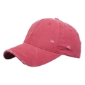 Vintage gewaschene rote Baumwoll-Baseballkappe mit Distressed-Details und Abnutzung - Wassermelonenrot
