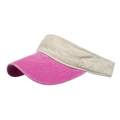 Unisex sports sun visor hat with rose red brim and beige contrast trim - Beige / Rose Red