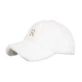 Berretto da baseball in peluche bianco con ricamo R dorato e morbida finta pelliccia - Bianco