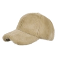 Faux mink fur baseball cap for women in light khaki color for autumn and winter warmth - Khaki