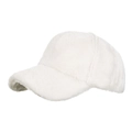 Winter warm baseball cap in off-white faux mink fur with soft plush texture for women - White