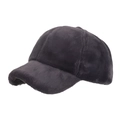 Winter faux rabbit fur baseball cap in dark grey plush finish for women - Purple