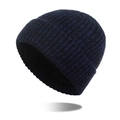 Gestreifte Strickmütze mit Fleece-Futter für Herren in Dunkelblau und Schwarz - Marineblau
