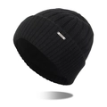 Classic black ribbed knit beanie for men with a silver metal XHBOY tag on front - Black