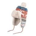 Winter trapper hat with orange reindeer jacquard knit and warm faux fur lining - Orange