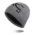 Graue Rippstrickmütze für Herren mit warmem schwarzem Fleecefutter und NC-Patch - Medium Heather Grau