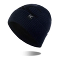 Dunkelblaue Herren-Strickmütze mit Rippmuster und dickem Thermo-Innenfutter - Marineblau