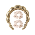 Set de diadema acolchada dorada con dos coleteros beige para peinado mujer - Combinación de Diadema Dorada