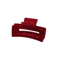 Square 8.5cm flocked hair claw clip in deep red finish for elegant hair styling - Burgundy
