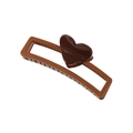Elegant heart-shaped hair claw clip in coffee and chocolate brown contrast colors - Brown