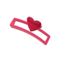 Pinza para el cabello rosa brillante con diseño de corazón hueco para peinados diarios - Empaque a granel / Rosa Roja