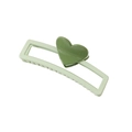 Pinza para el pelo rectangular verde con corazón para peinados elegantes - Empaque a granel / Verde