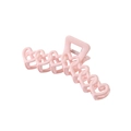 Matte light pink claw clip featuring a hollow heart chain design and metal spring - Bulk Packaging / Glossy Pink